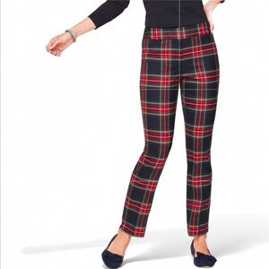 NWT Talbots Hampshire Ankle Pants Wishful Plaid Red Green Navy Tartan Holiday 8